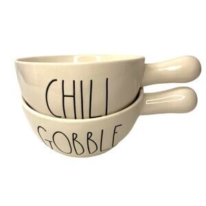 RAE DUNN SET OF CERAMIC 2 BOWLS CHILI & GOOBLE